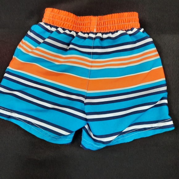 Size 6-9mo Healthtex Boys Infants Baby Striped Swim Trunks Blue Orange Multi - Picture 4 of 4